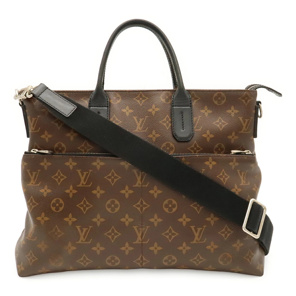 LOUIS VUITTON Monogram Macassar Brown Business Bag Briefcase Tote Shoulder